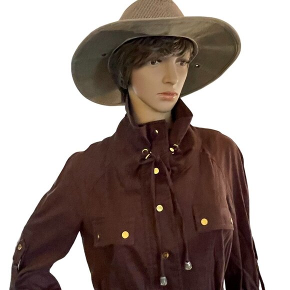 Cache Womens Brown Linen Blend Utility Jacket Sz S - Picture 6 of 14